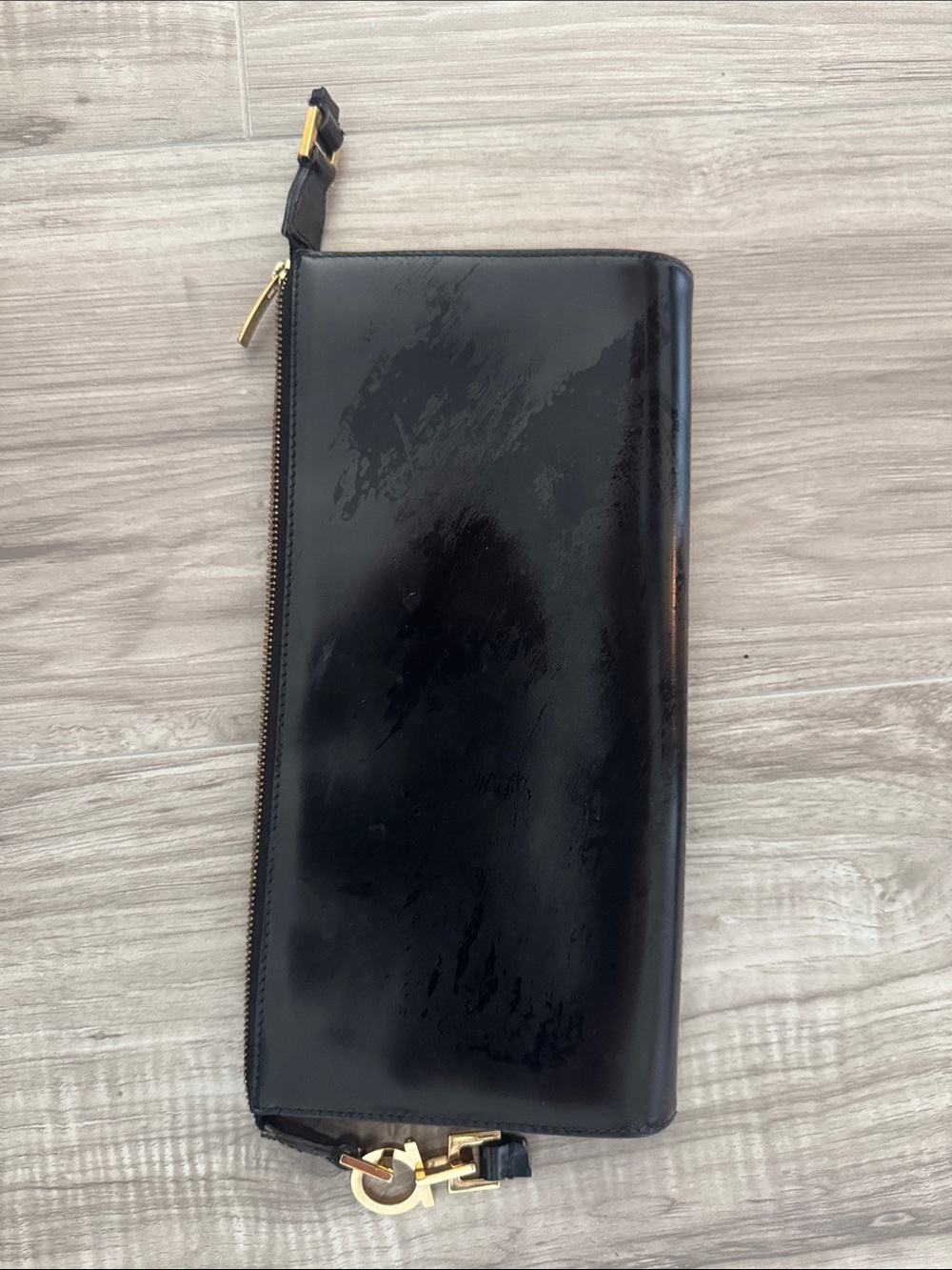 Salvatore Ferragamo Black Leather Clutch
